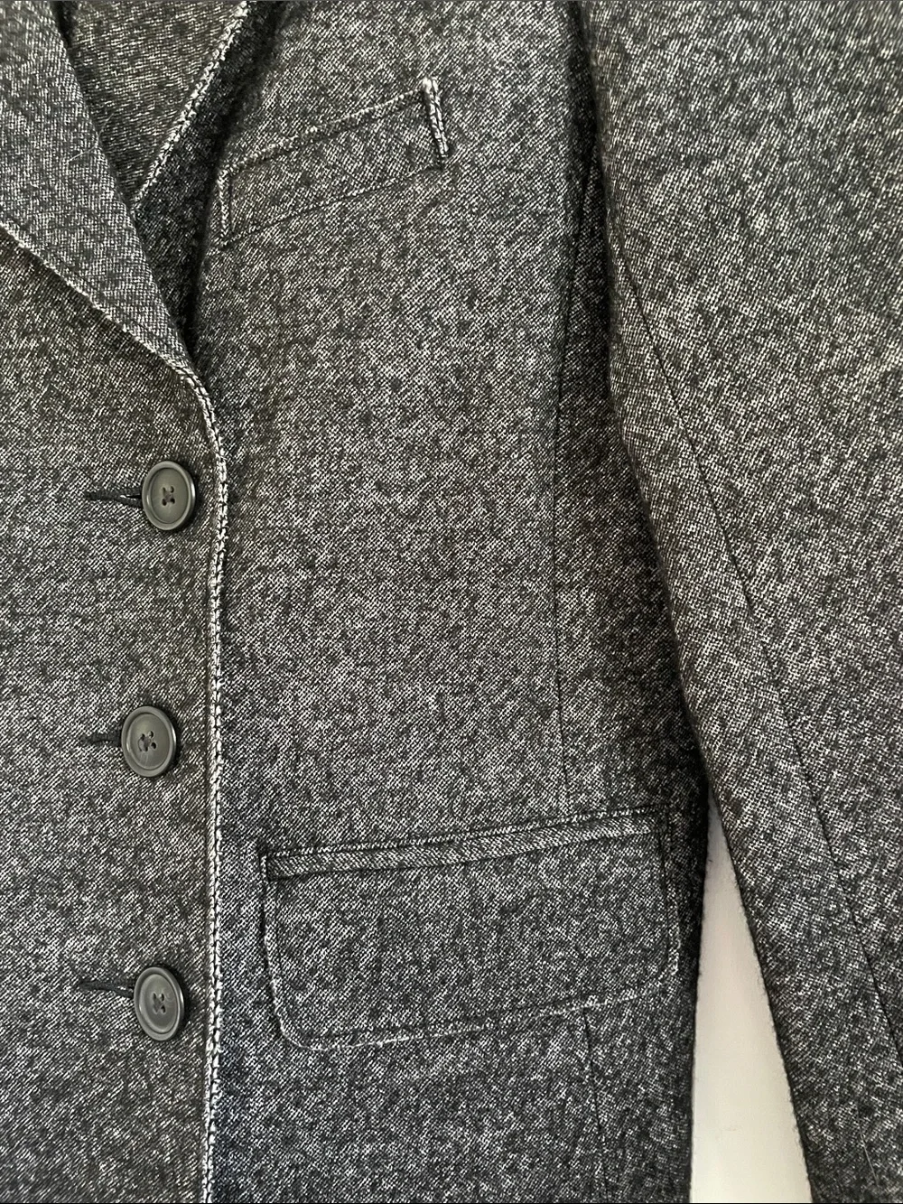 J. Crew Thandie Marled Charcoal Gray Double-Breasted Wool Blend Blazer Sz 8